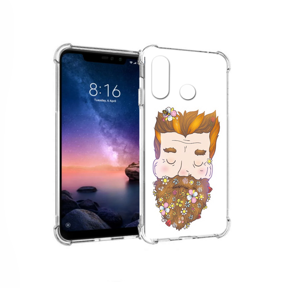 

Чехол MyPads Tocco для Xiaomi Redmi Note 6 мужчина с цветами в бороде (PT118671.310.489), Прозрачный, Tocco