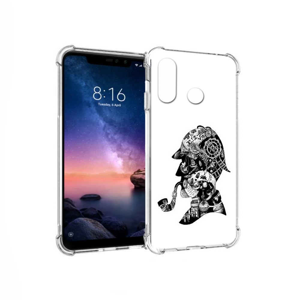 

Чехол MyPads Tocco для Xiaomi Redmi Note 6 мужчина с трубкой абстракция (PT118671.310.488), Прозрачный, Tocco