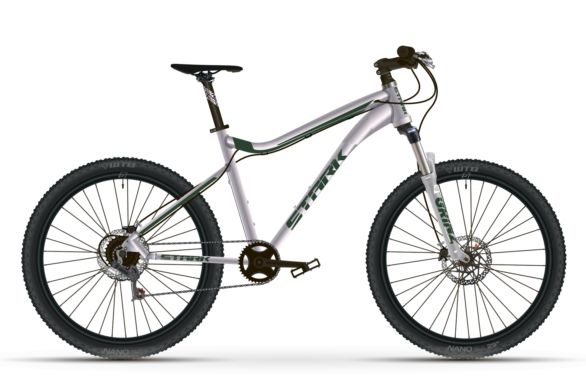 Горный велосипед Stark Tactic 27.4 HD (2024) Серебристый, Зеленый 18