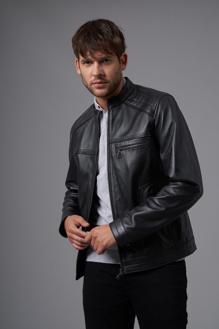 

Кожаная куртка мужская Deri Company BD02018 черная L (товары доставляются из-за рубежа), BD02018