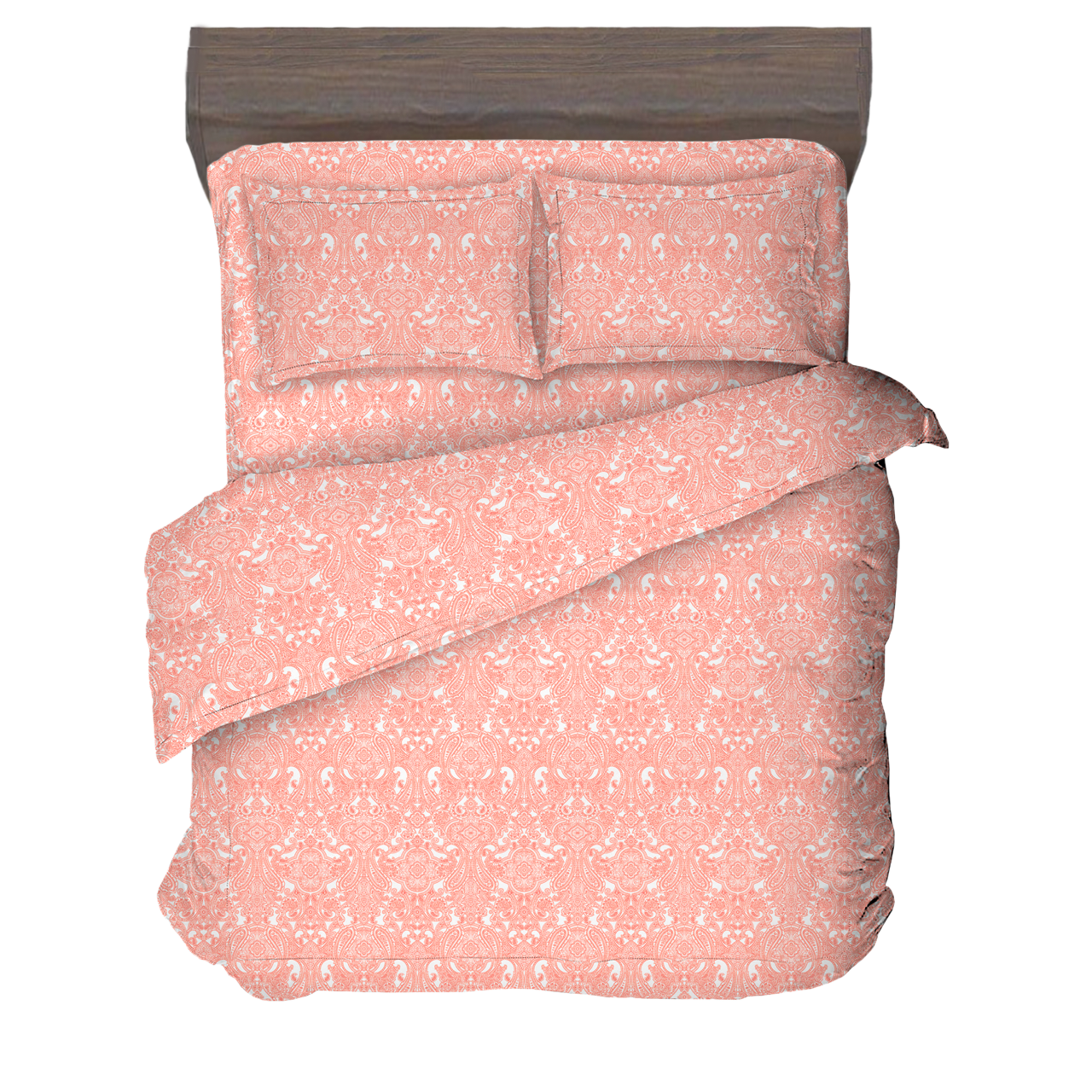 фото Комплект постельного белья ventura life ранфорс, 1,5 спальный (50х70), персиковый пейсли