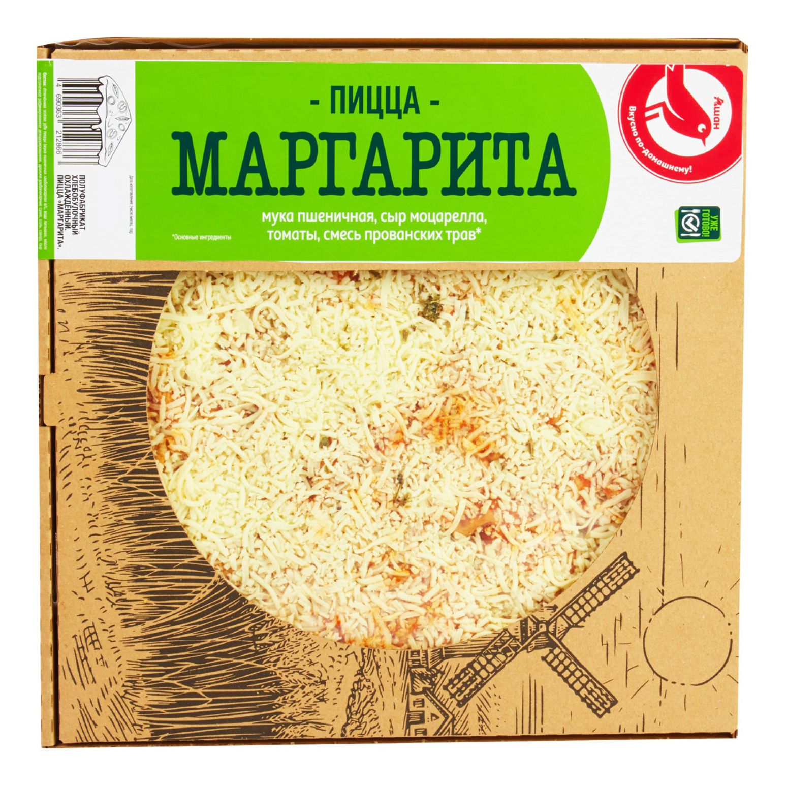 

Пицца АШАН Красная птица Маргарита 350 г