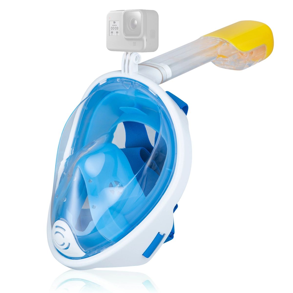 Маска для снорклинга Free Breath с креплением для экшн-камеры (синяя, размер S/M