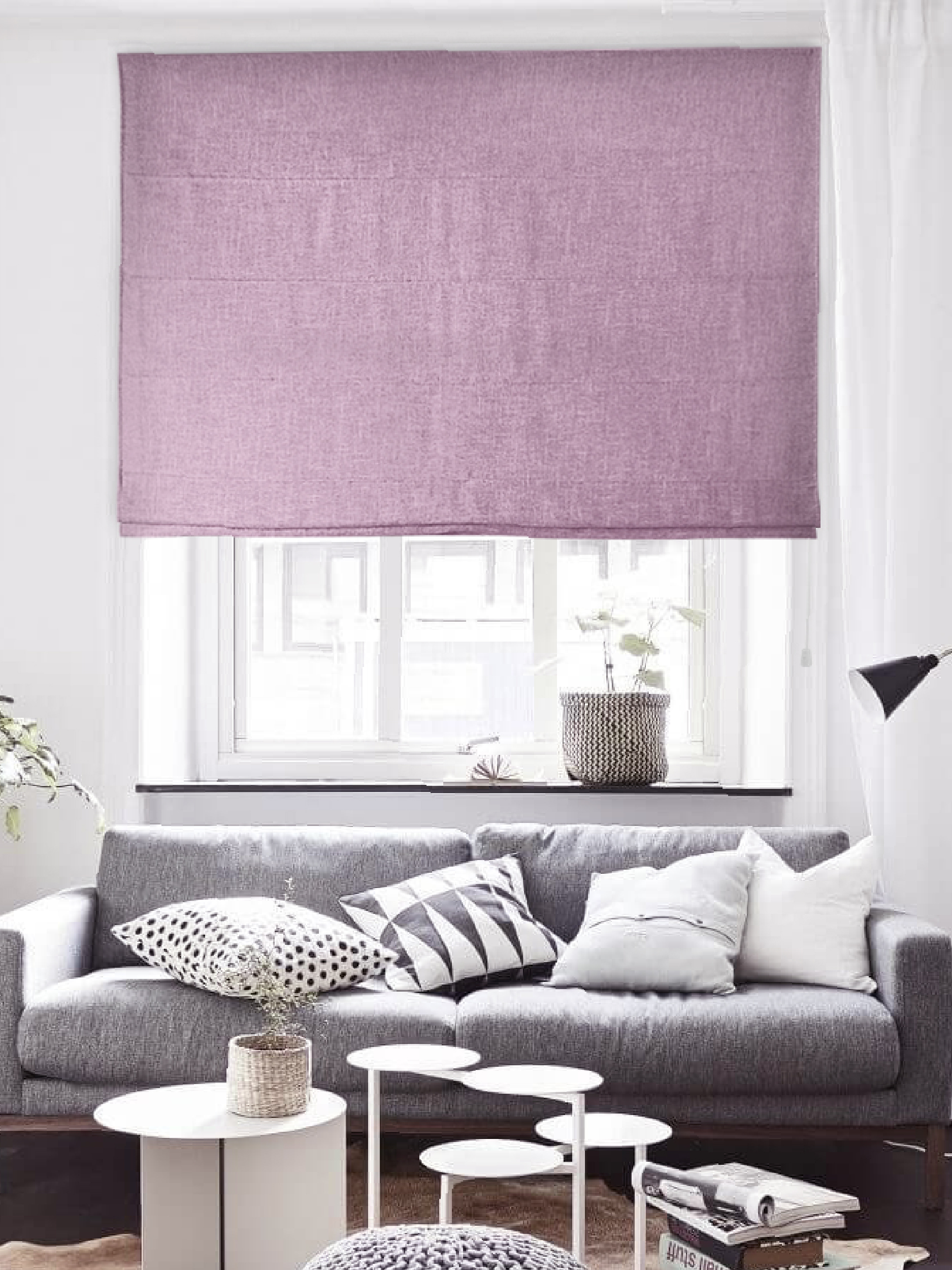 Римская штора Эдит цвет фиолетовый веревочный механизм 40x160 см