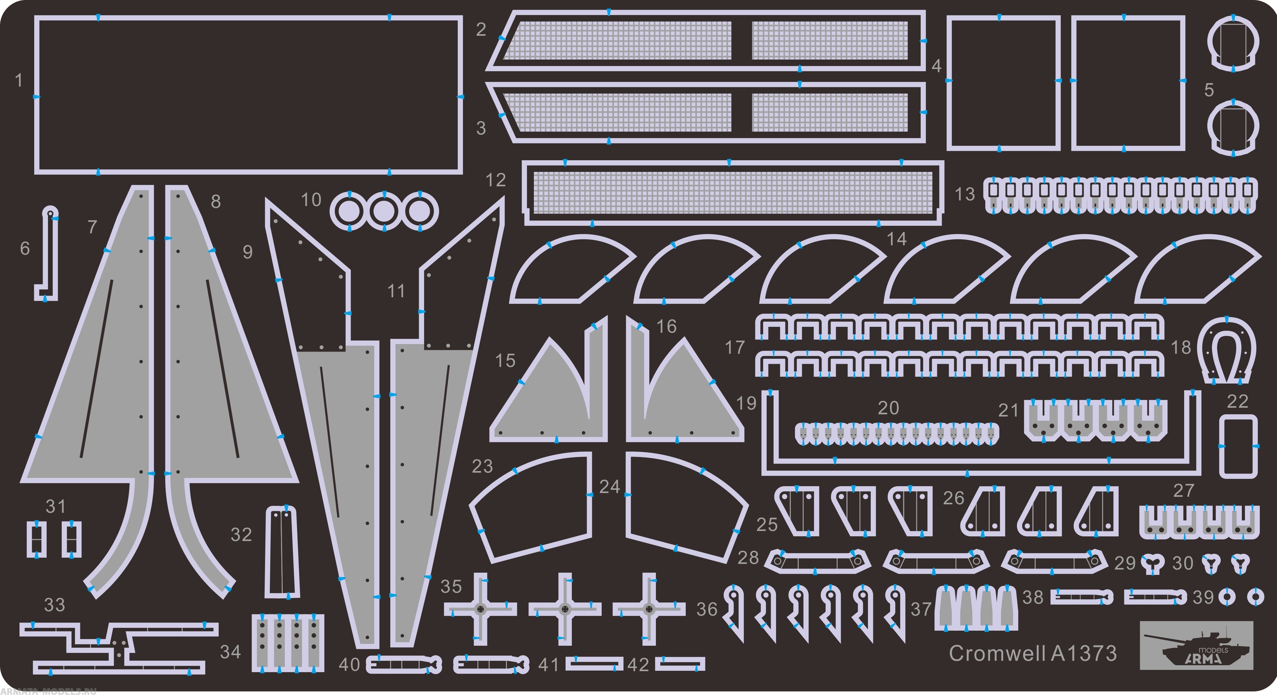 

AMA1373 Фототравление для Cruiser Mk.IV/VI A27M от Airfix, 1/35, Однотонный