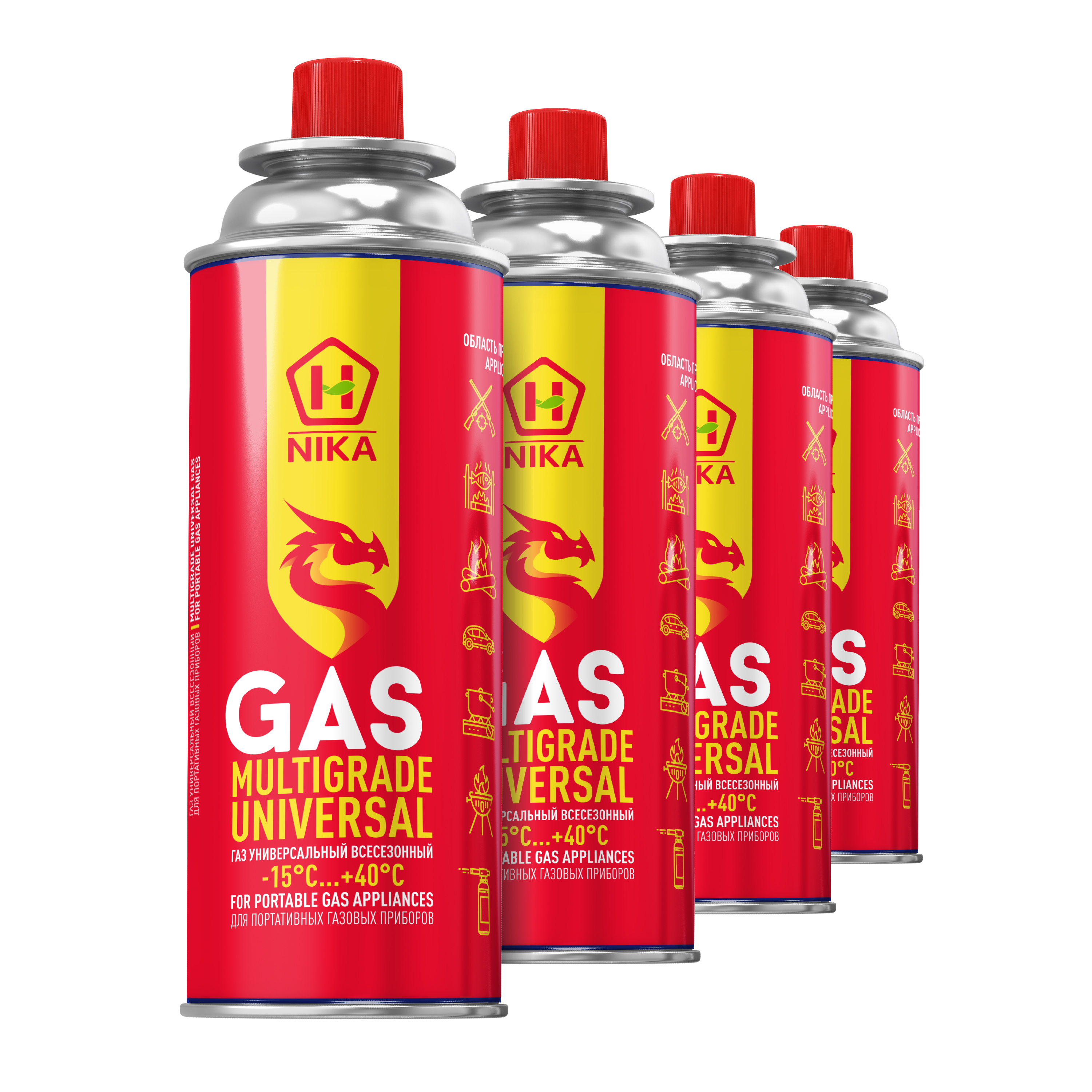 

Газовый баллон цанговый для горелки и плит Nika 220 г 4 шт, Красный, GAZ004
