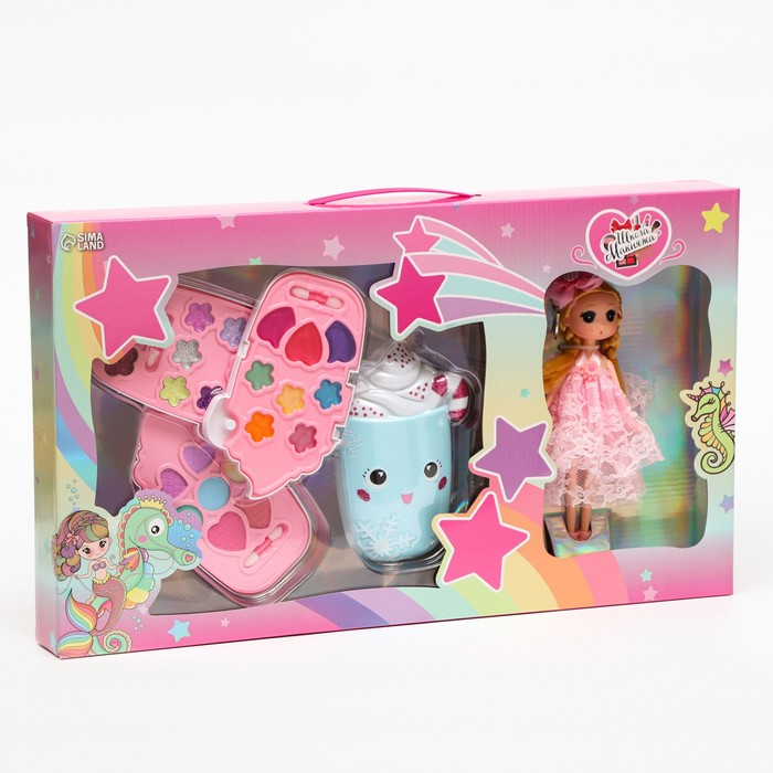 

Набор косметики для девочек Sima-land Коктейль + барби 6929087, Розовый;фиолетовый;зеленый;желтый;голубой