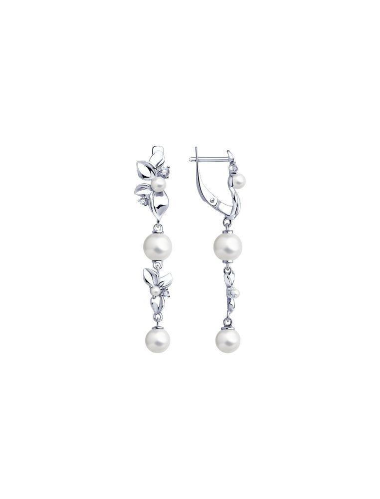 

Серьги из серебра с жемчугом/фианитом SOKOLOV 94023404, 94023404_k