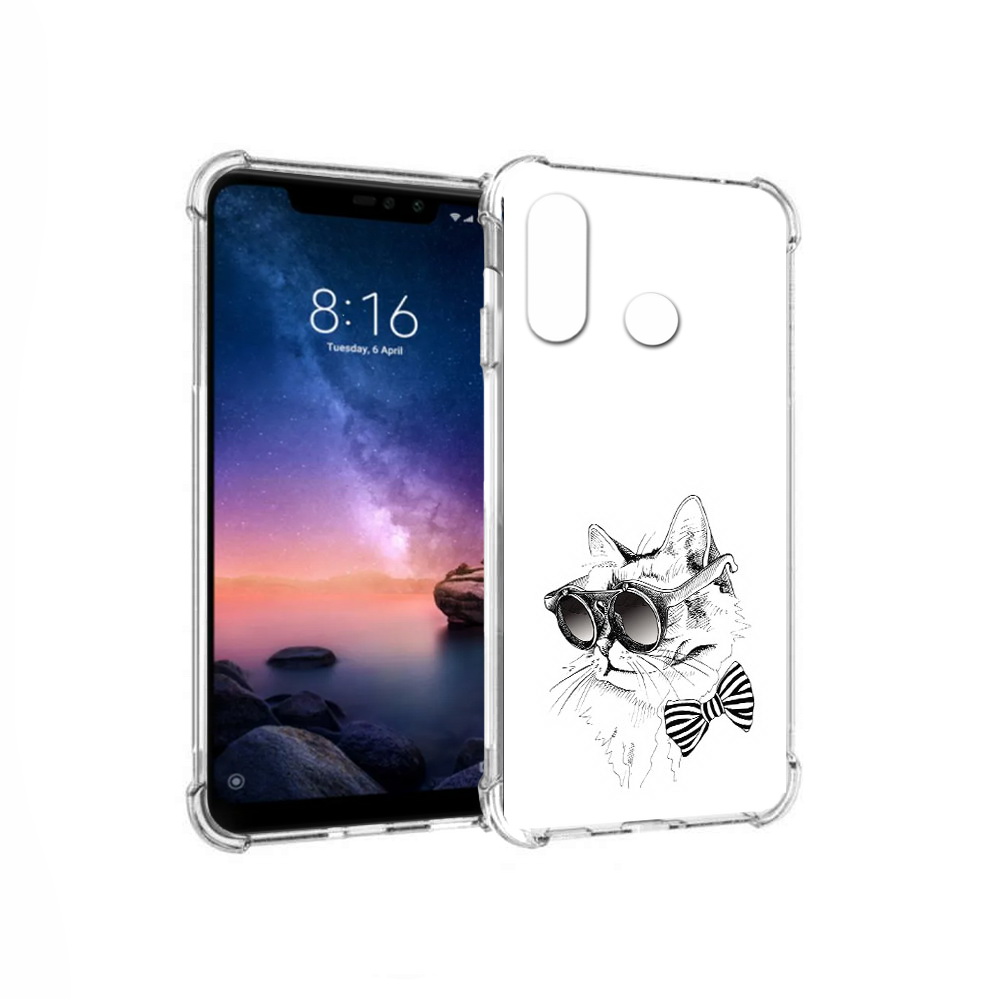 

Чехол MyPads Tocco для Xiaomi Redmi Note 6 крутая кошка в очках (PT118671.310.421), Прозрачный, Tocco