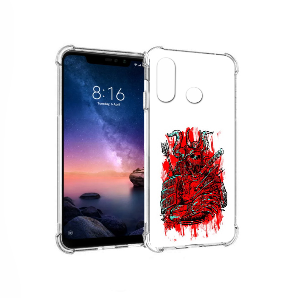 

Чехол MyPads Tocco для Xiaomi Redmi Note 6 красный скелет воин (PT118671.310.413), Прозрачный, Tocco