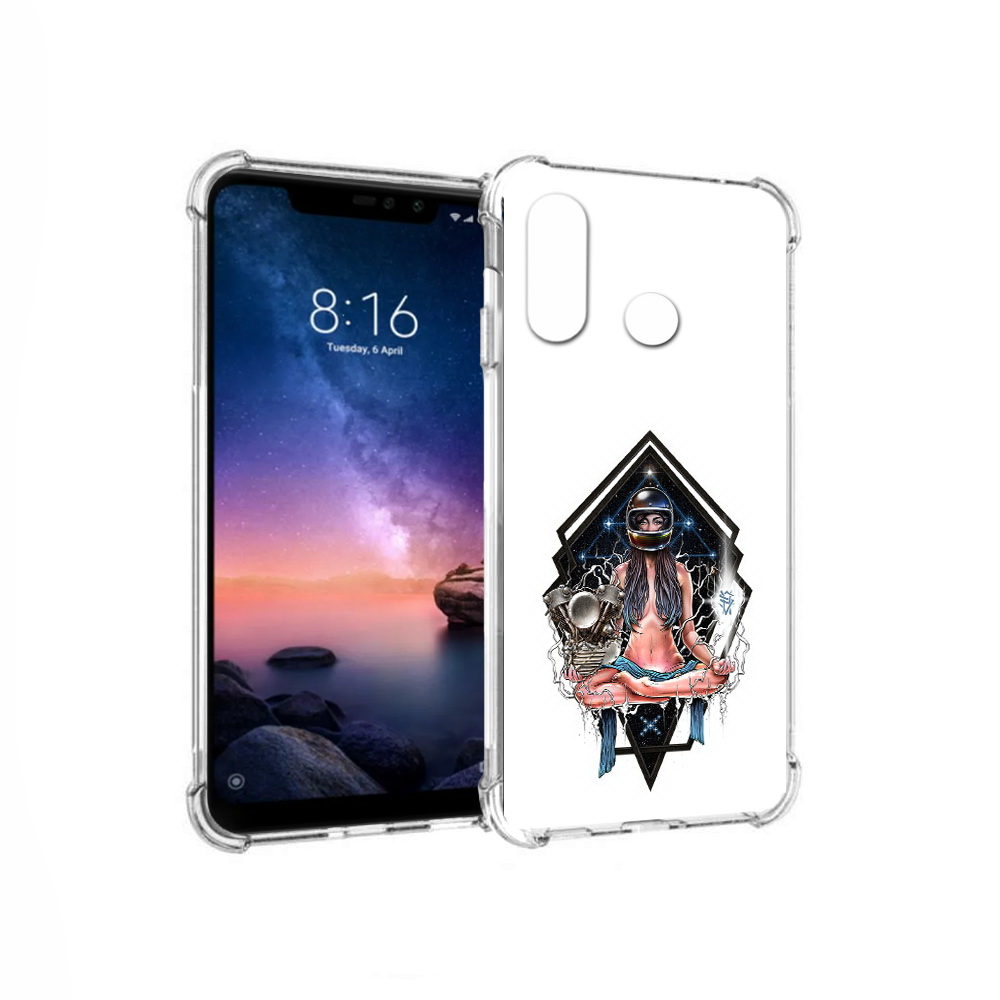 

Чехол MyPads Tocco для Xiaomi Redmi Note 6 красивая девушка в шлеме (PT118671.310.406), Прозрачный, Tocco