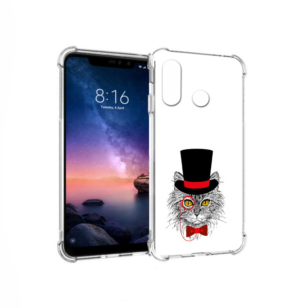 

Чехол MyPads Tocco для Xiaomi Redmi Note 6 кот в шляпе (PT118671.310.397), Прозрачный, Tocco