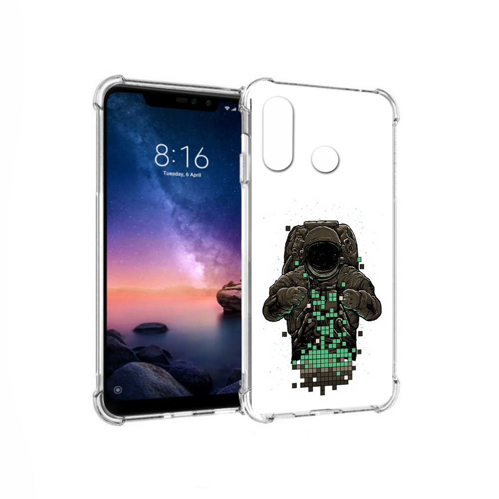 

Чехол MyPads Tocco для Xiaomi Redmi Note 6 космонавт с пикселями (PT118671.310.394), Прозрачный, Tocco