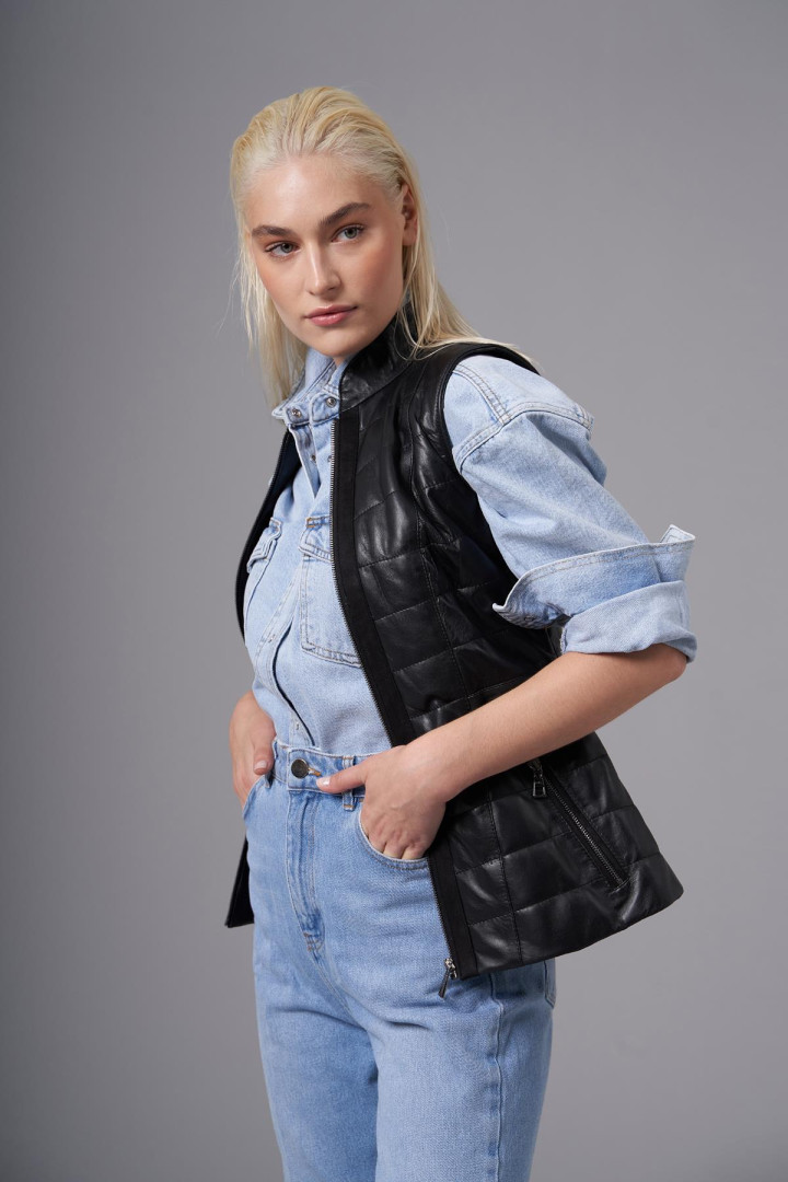 фото Утепленный жилет женский deri company bd02369 черный xl (товары доставляются из-за рубежа)