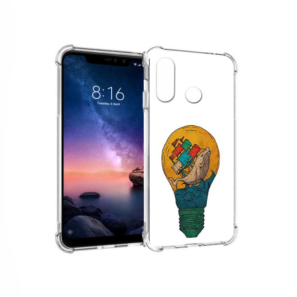 

Чехол MyPads Tocco для Xiaomi Redmi Note 6 кит в лампочке с парусами (PT118671.310.387), Прозрачный, Tocco