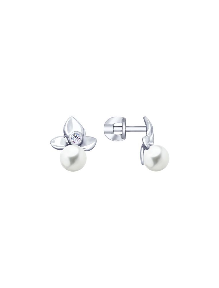 

Серьги из серебра с жемчугом/фианитом SOKOLOV 94023198, 94023198_k