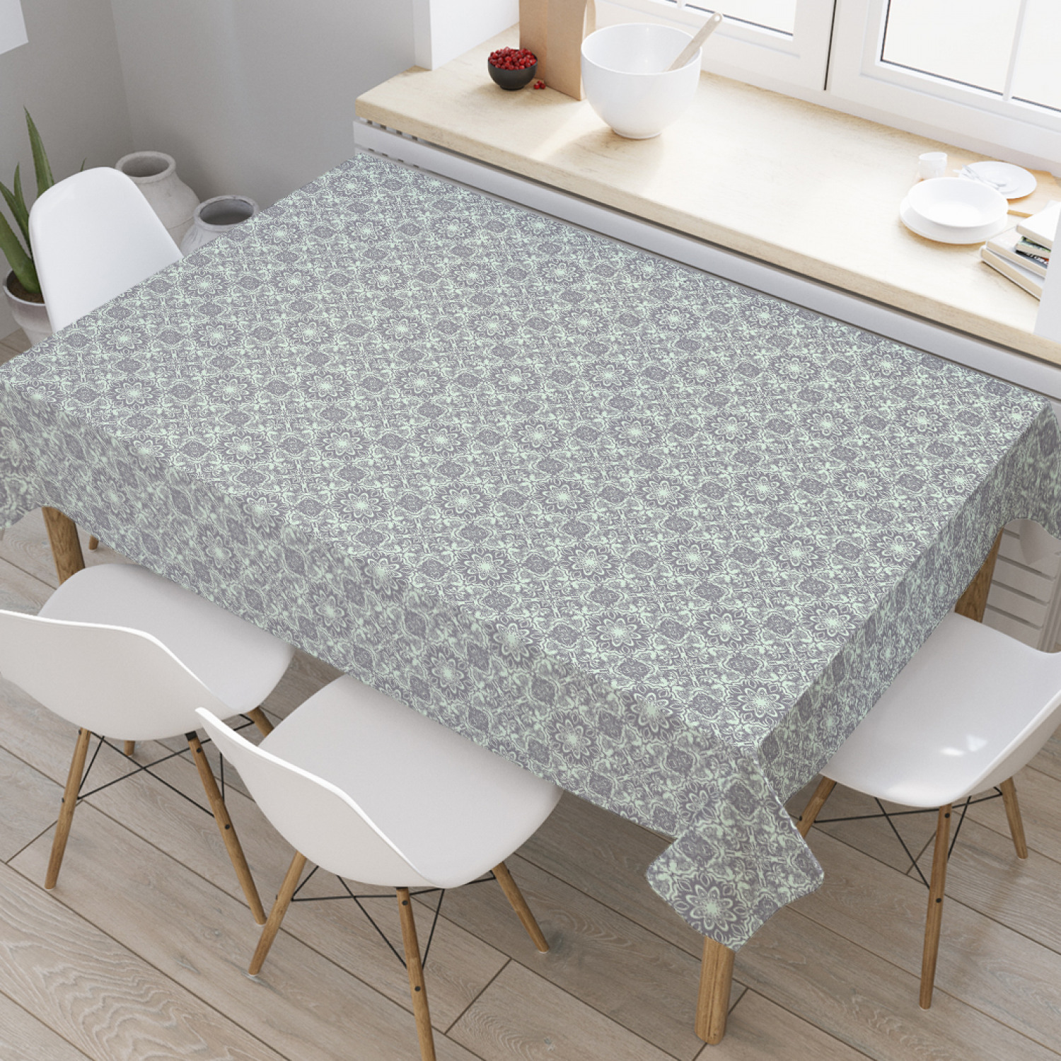 

Скатерть прямоугольная на кухонный стол JoyArty "Роскошный барокко" из оксфорда, 120x145см, Голубой, Роскошный барокко