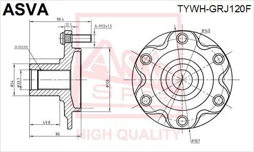 

Ступица передняя ASVA TYWH-GRJ120F