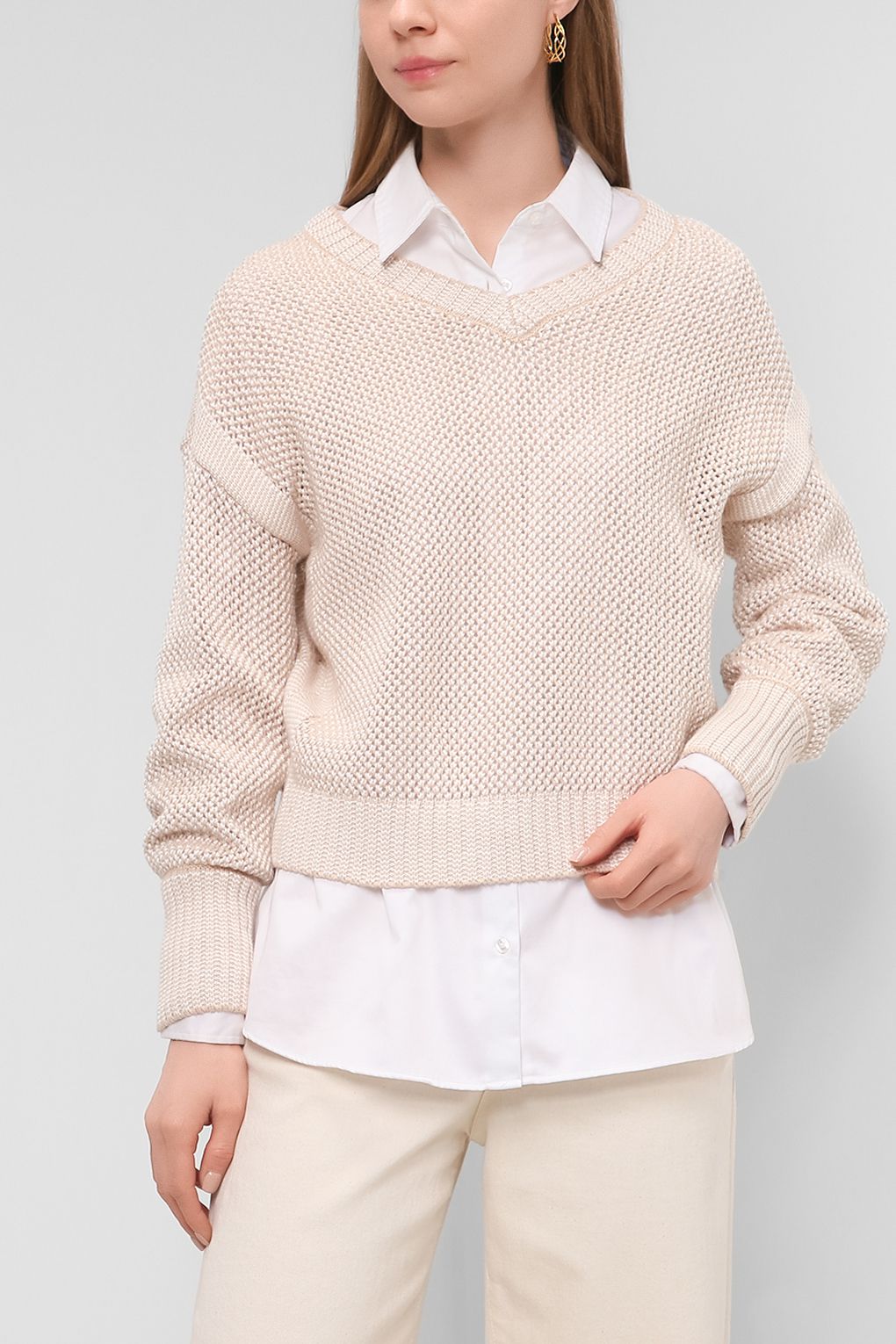 

Пуловер женский Comma Casual Identity 2110374 бежевый 44 EU, 2110374
