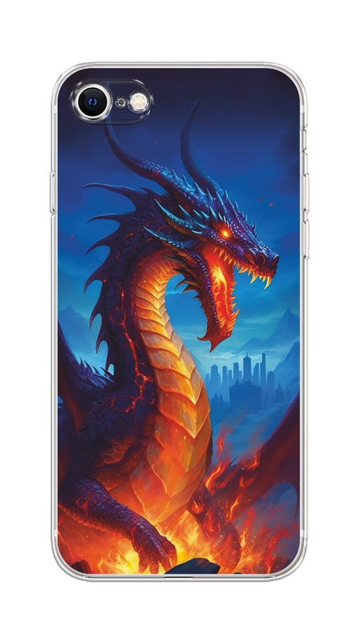 

Чехол на Apple iPhone 7/8/SE 2020/SE 2022 "Дракон над лавой", Оранжевый;коричневый;синий, 10650-1