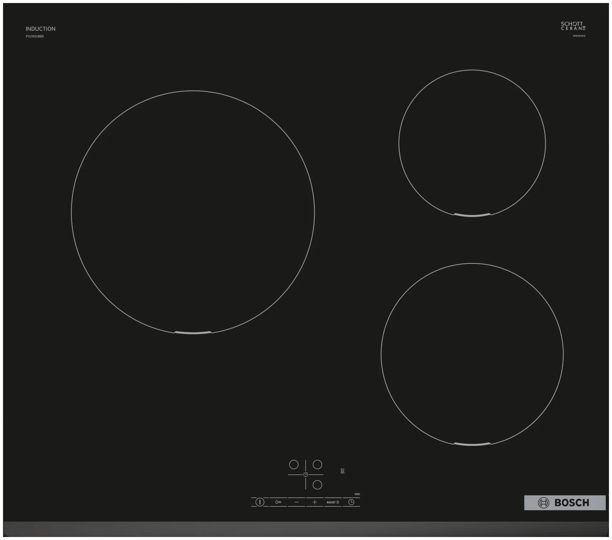 Встраиваемая варочная панель комбинированная Bosch PUC631BB5E черный панель ящика bosch 11022551 938204