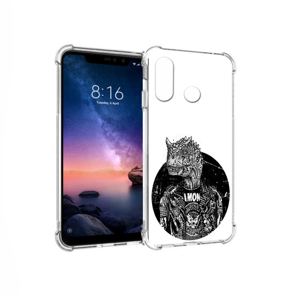 

Чехол MyPads Tocco для Xiaomi Redmi Note 6 динозавр в куртке (PT118671.310.328), Прозрачный, Tocco