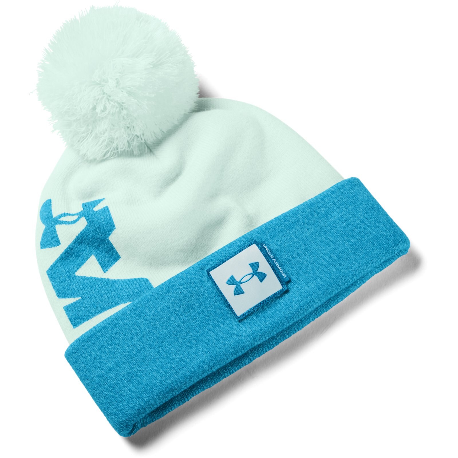 Шапка бини женская Under Armour Big Pom Logo Beanie синяя, one size