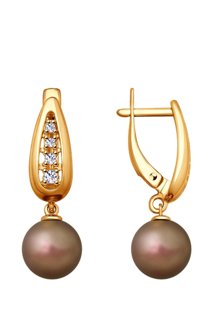 

Серьги из серебра с жемчугом искусственным/фианитом SOKOLOV 93020875, 93020875_k