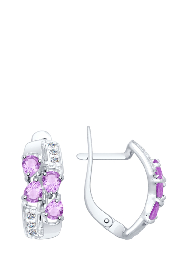 

Серьги из серебра с аметистом/фианитом SOKOLOV 92021811, 92021811