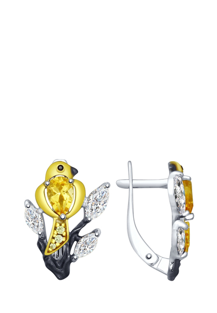 

Серьги из серебра с фианитом/цитрином SOKOLOV 92021618, 92021618_k