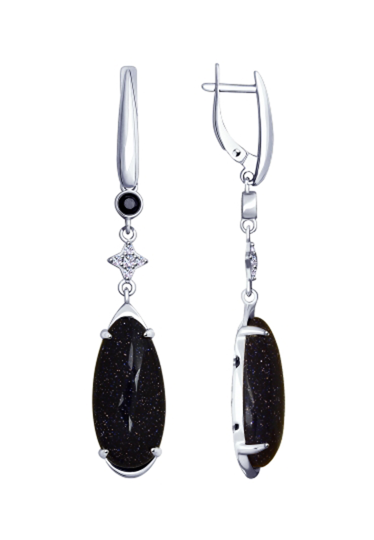 

Серьги из серебра с авантюрином/фианитом SOKOLOV 83020053, 83020053_k
