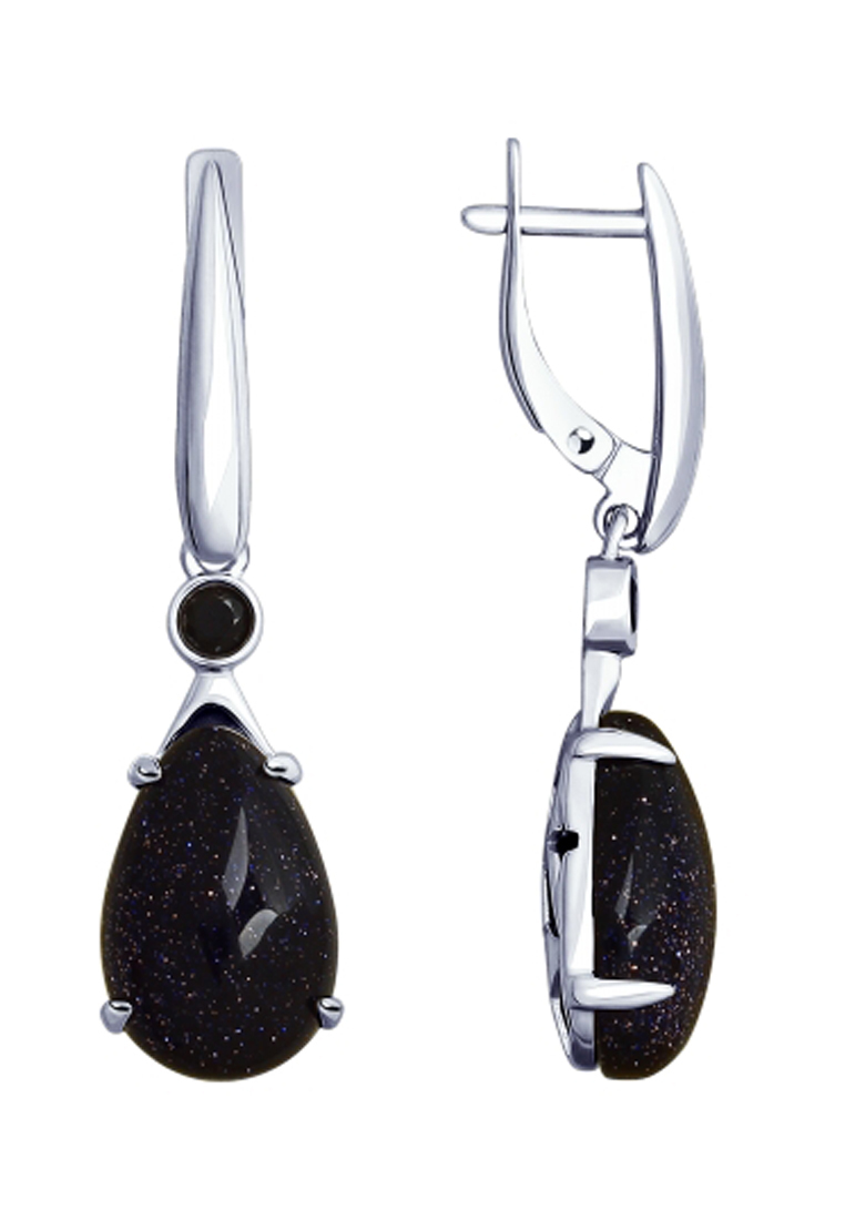 

Серьги из серебра с авантюрином/фианитом SOKOLOV 83020052, 83020052_k