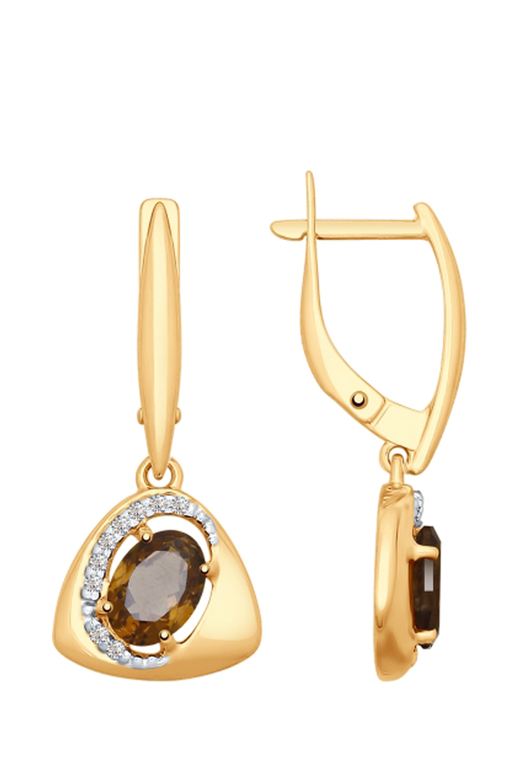 

Серьги из серебра с фианитом/раухтопазом SOKOLOV 92021657, 92021657_k