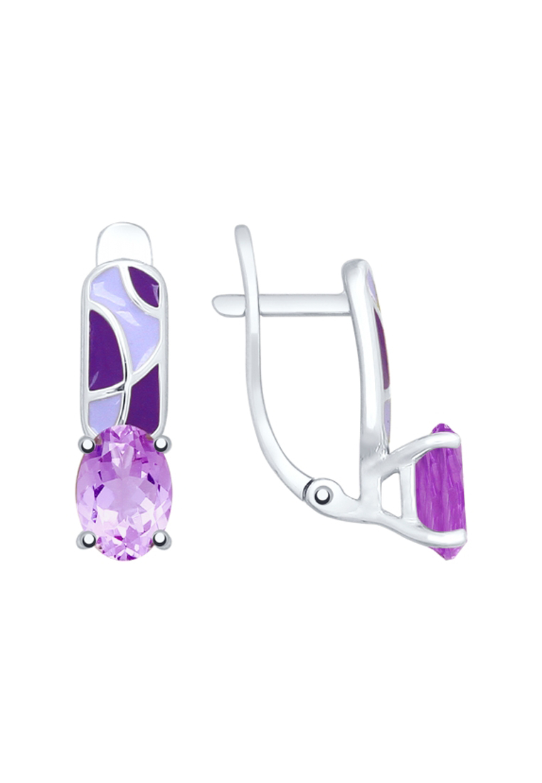 

Серьги из серебра с аметистом/эмалью SOKOLOV 92021794, 92021794_k
