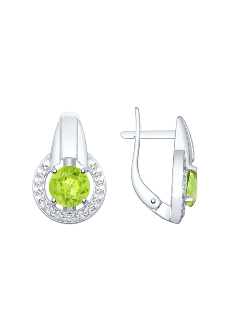 

Серьги из серебра с фианитом/хризолитом SOKOLOV 92021776, 92021776_k