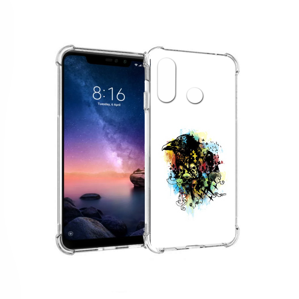 

Чехол MyPads Tocco для Xiaomi Redmi Note 6 ворон и черепа (PT118671.310.273), Прозрачный, Tocco