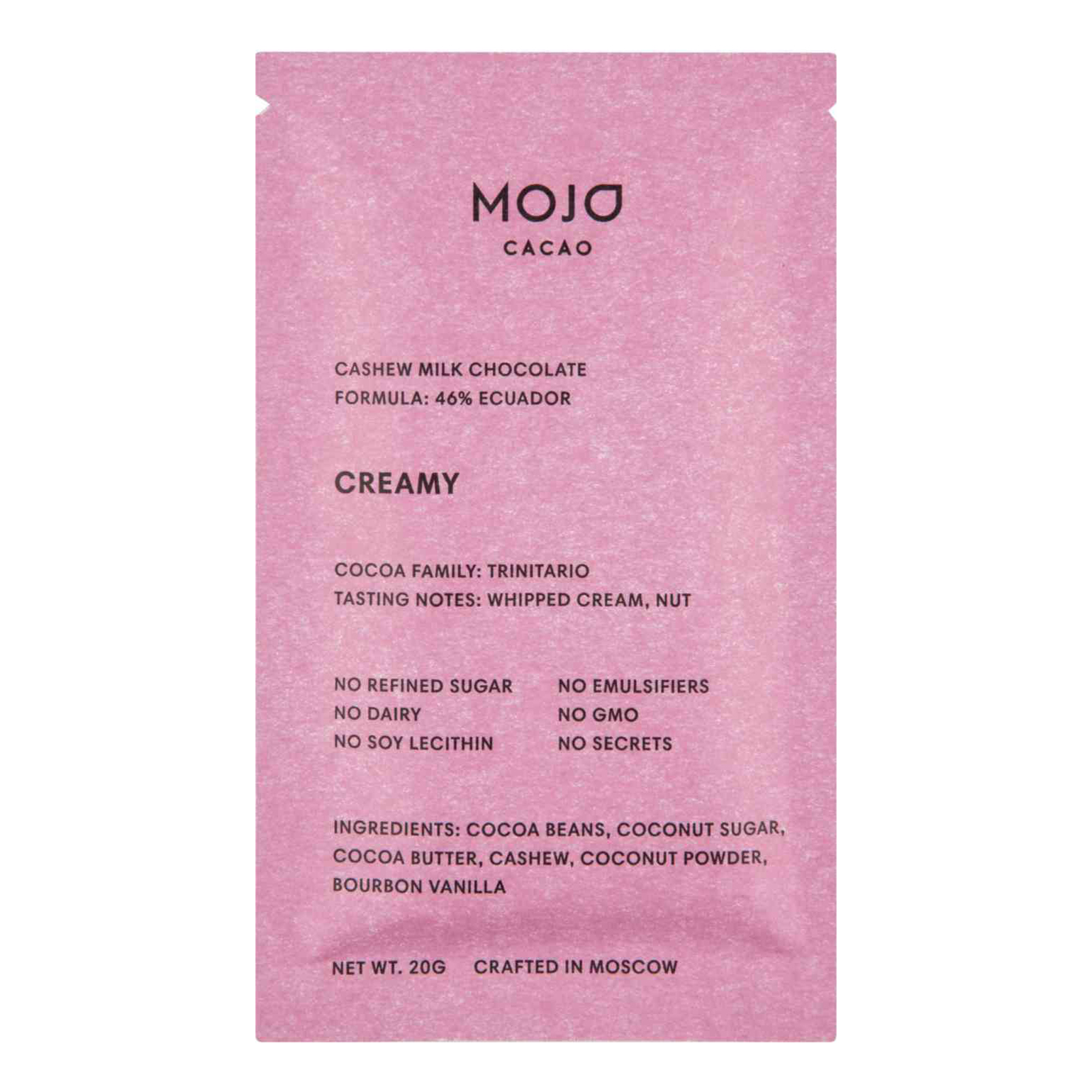 Шоколад Mojo Cacao Creamy молочный с кешью 20 г