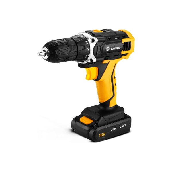 Дрель-шуруповерт DEKO DKCD16FU-L 16 В 1 Li-lon 1350 обмин патрон 08-10 мм реверс 699800₽