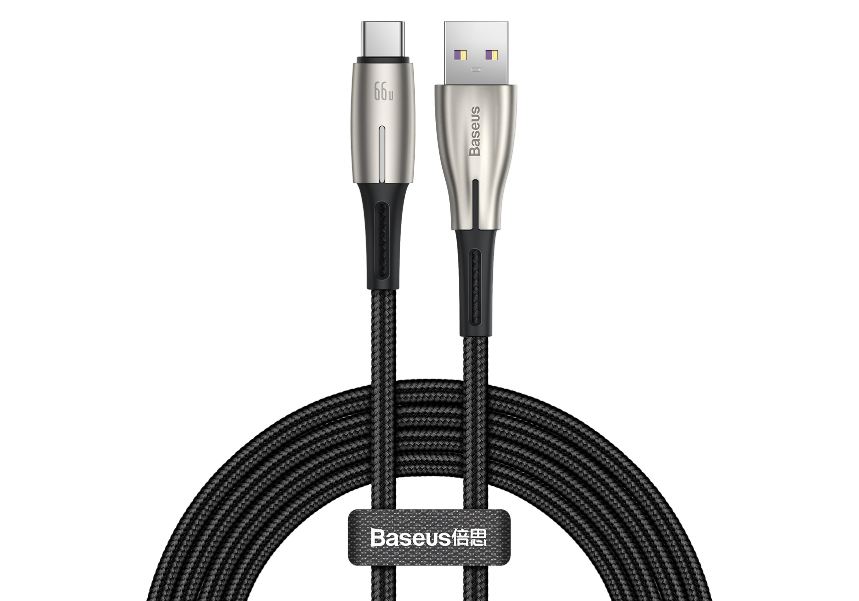 фото Кабель baseus water drop-shaped lamp supercharge cable for type-c 66w 2m черный catsd-n01