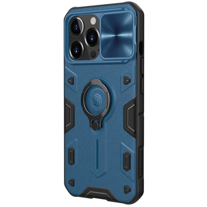 

Противоударный чехол с кольцом и защитой камеры Nillkin CamShield Armor Case для iPhone 13, Синий