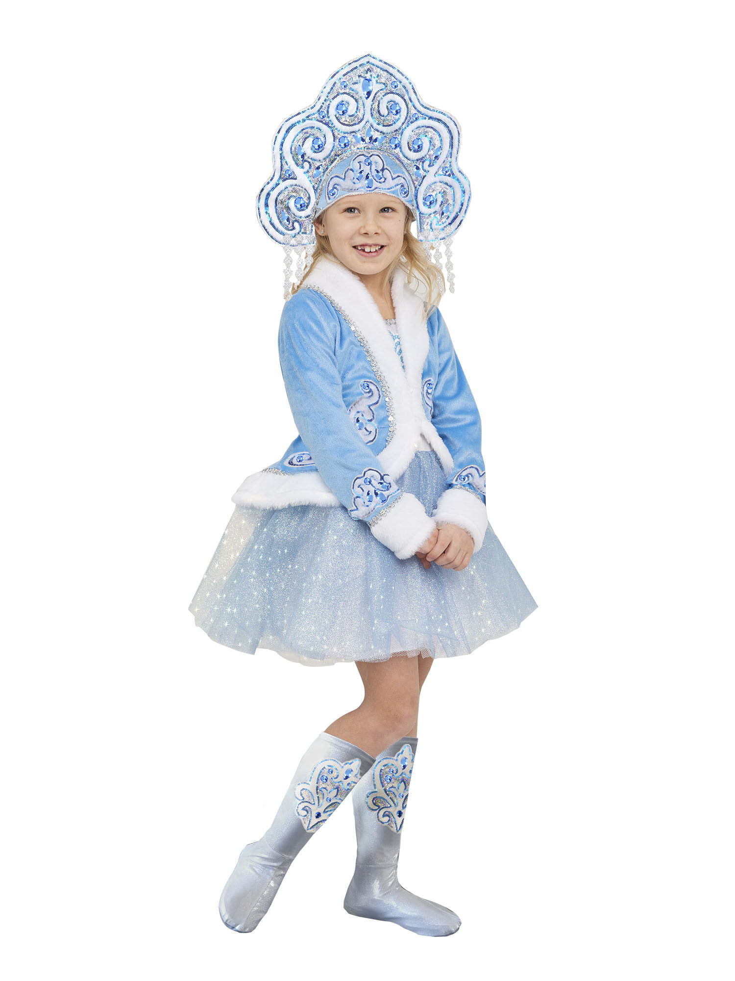 Карнавальный костюм Batik 3026 к-22 Снегурочка Полина, мультиколор, 134 карнавальный костюм снегурочка сатин гжель 2 пальто шапка р 34 р 134 см