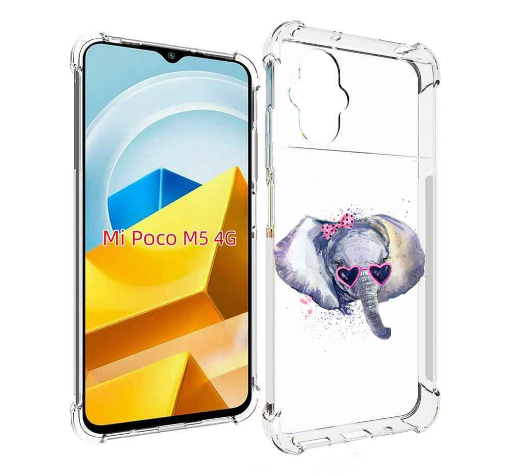 

Чехол Mypads Слоник В Очках Для Poco M5 Противоуда, Прозрачный, Tocco