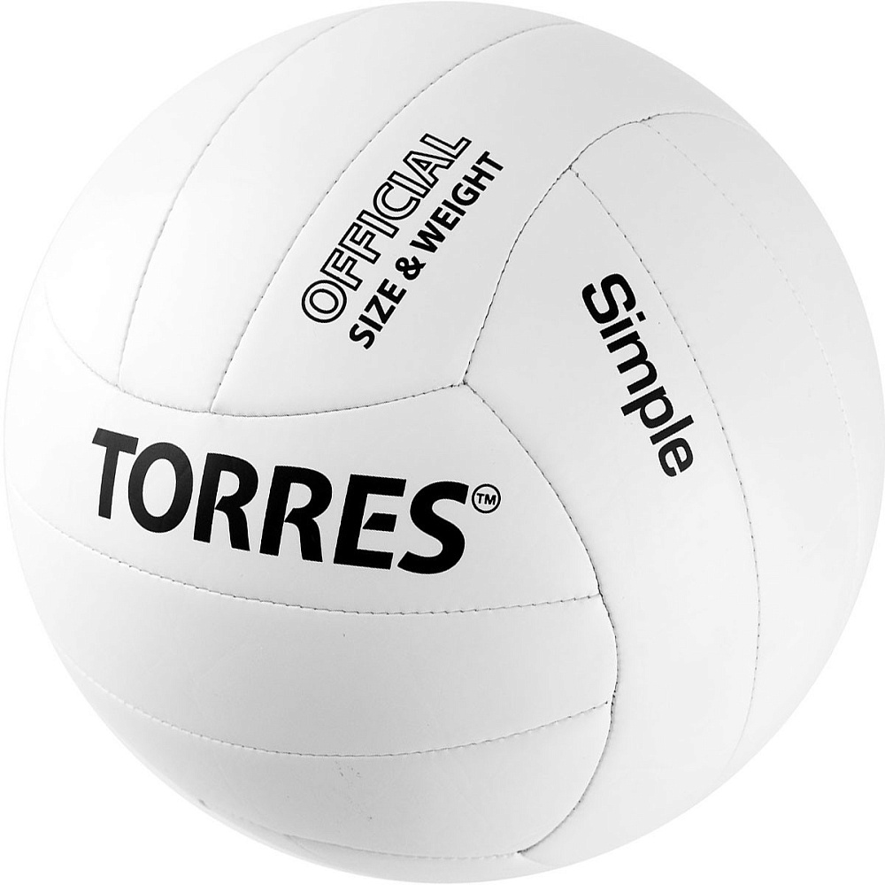 

Мяч волейбольный TORRES Simple, р. , ТПУ, машинная сшивка, бутиловая камера, ч/б, Белый;черный, Simple