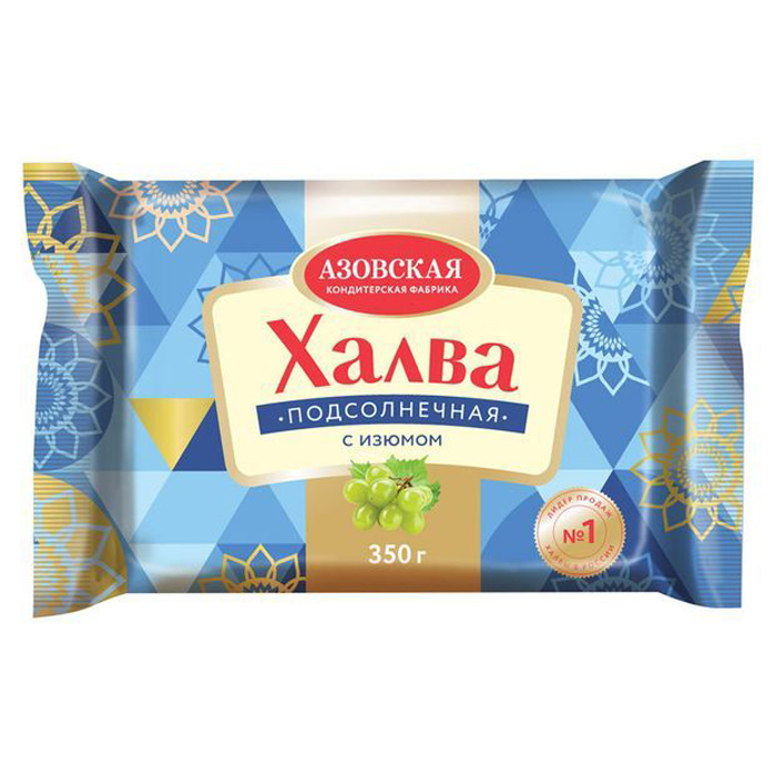 

Халва Азовская кондитерская фабрика подсолнечная с изюмом 350 г