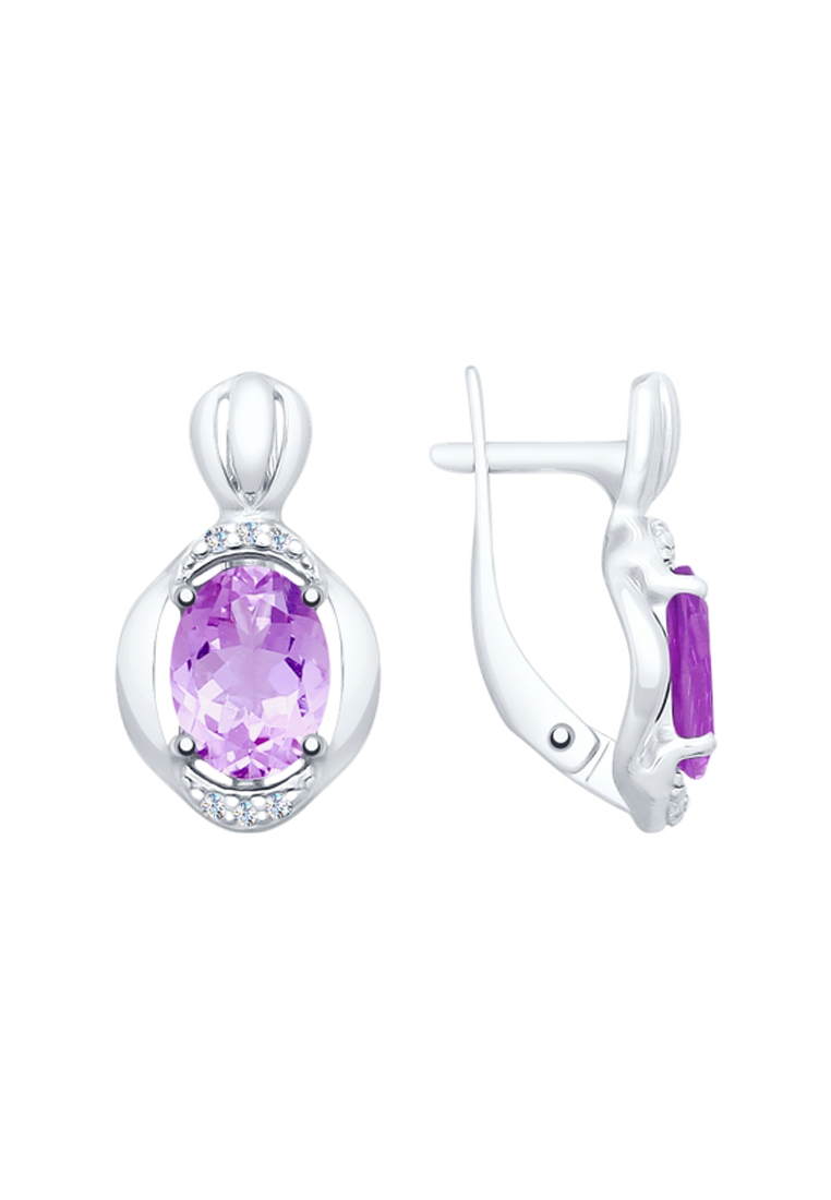 

Серьги из серебра с аметистом/фианитом SOKOLOV 92021690, 92021690_k