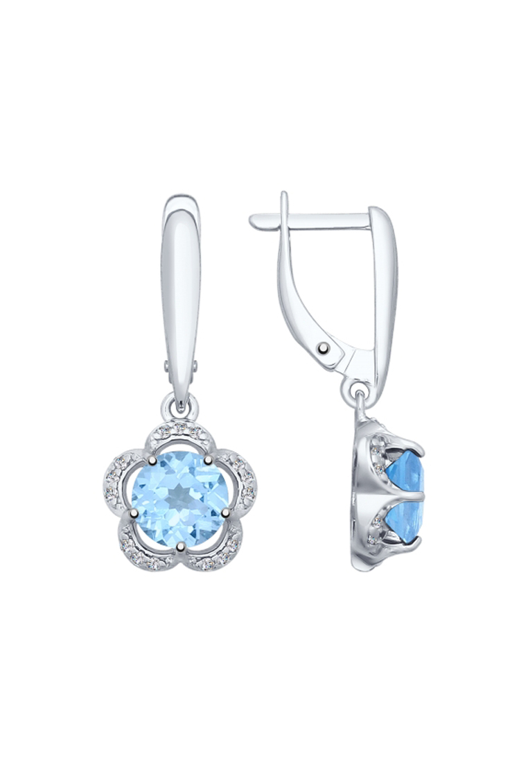 

Серьги из серебра с топазом/фианитом SOKOLOV 92021641, 92021641_k