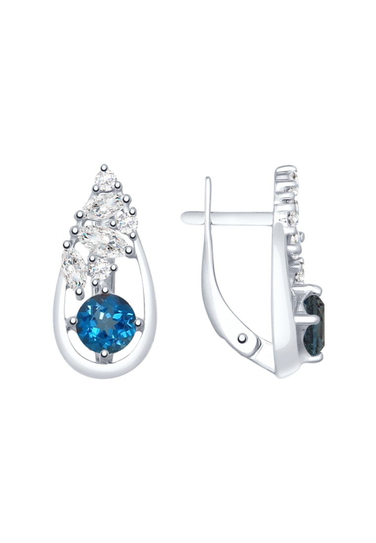

Серьги из серебра с топазом/фианитом SOKOLOV 92021843, 92021843_k