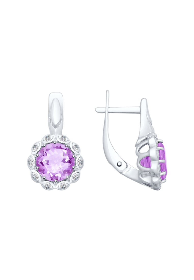 

Серьги из серебра с аметистом/фианитом SOKOLOV 92021735, 92021735_k