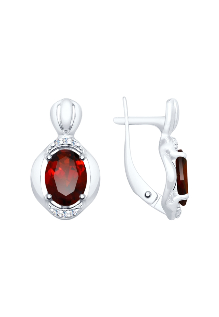 

Серьги из серебра с гранатом/фианитом SOKOLOV 92021689, 92021689_k