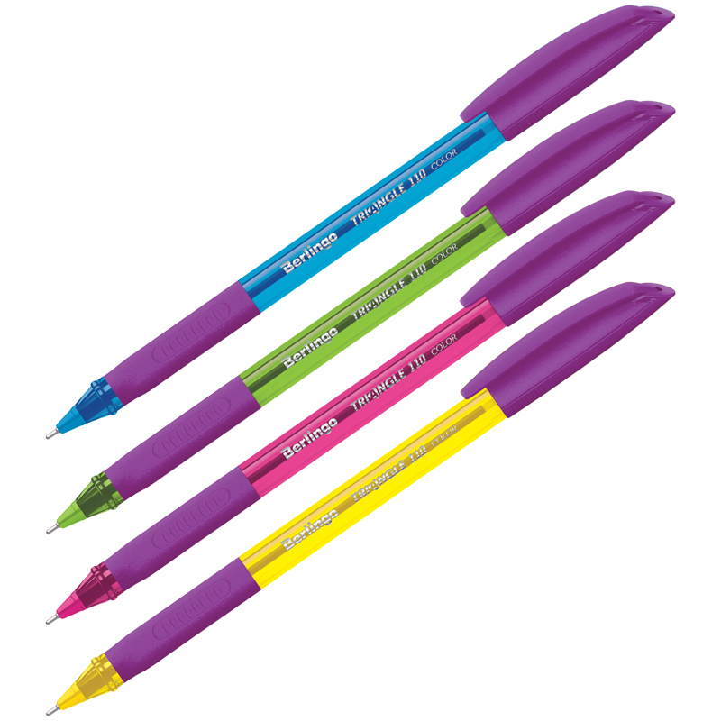 Ручка шариковая Berlingo Triangle 110 Color синяя, 0,7мм, грип, корпус ассорти, (30шт.)